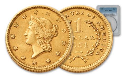 1851 1 Dollar Gold Liberty Type I Pcgs Ms61