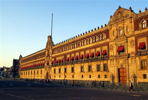 National Palace Palacio Nacional At Sunset Zocalo Historic Centre