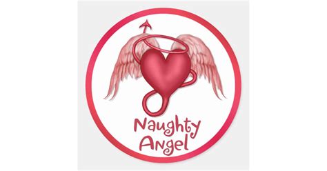 Naughty Angel Classic Round Sticker Zazzle