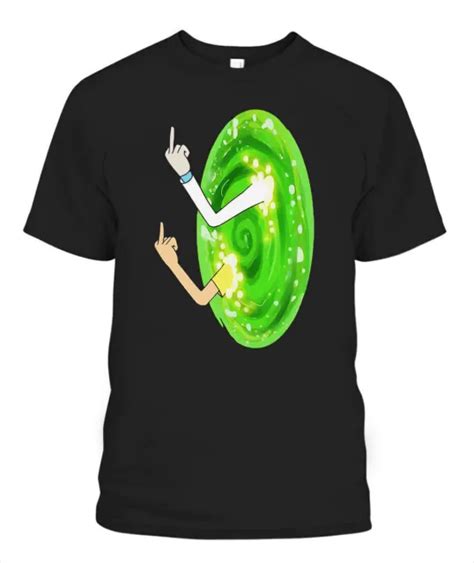 Rick And Morty Middle Finger Portal Funny Cartoon Unisex T Shirt Size S