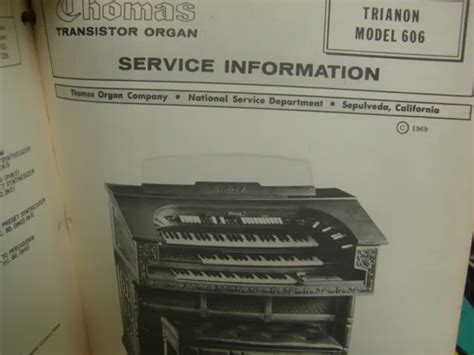 Vintage Thomas Organ Service Information Model Trianon 606 3400