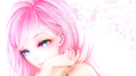 Pink Hair Blue Eyed Anime Girl