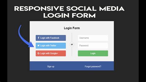 Responsive Social Media Login Form With Html And Css Youtube