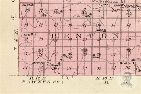 Vintage Nemaha County Ne Map 1885 Old Nebraska Map Etsy