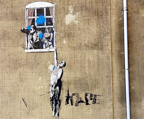 Banksys Earliest Bristol Mural Well Hung Lover Vandalised Artlyst