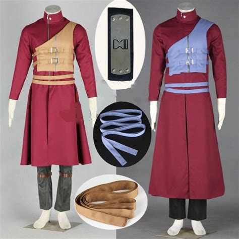 Athemis Outfit Naruto Gaara Cosplay Costumes Long Red Coat Black