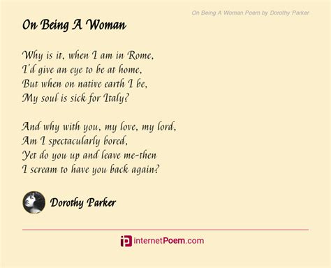 On Being A Woman Poem By Dorothy Parker