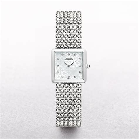 ladies michel herbelin perle watch with crystal hour markers