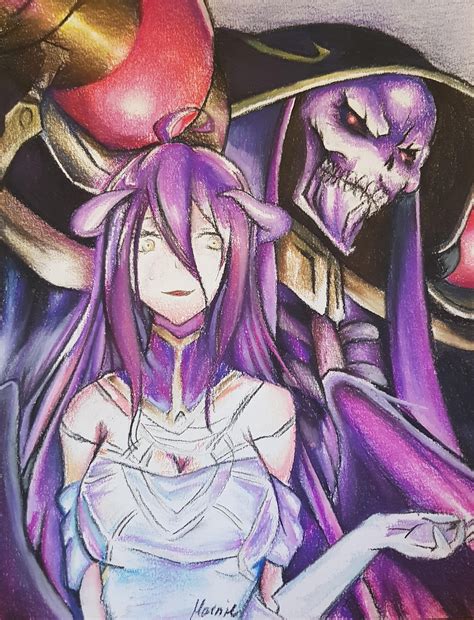 a chalk drawing i did of ainz and albedo r overlord