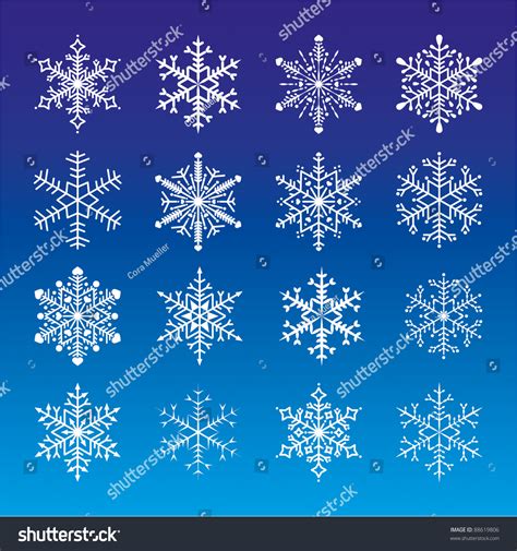 Set Snowflakessnowstars Stock Vector 88619806 Shutterstock