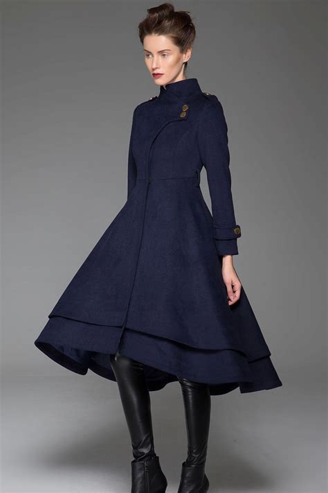 Navy Blue Coatdress Coat Wool Coatlong Coat Womens Coat Coat With