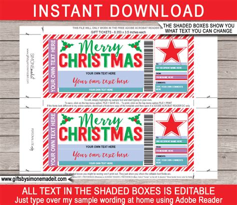 Christmas Concert Ticket Template Surprise Tickets To A Show Or Concert