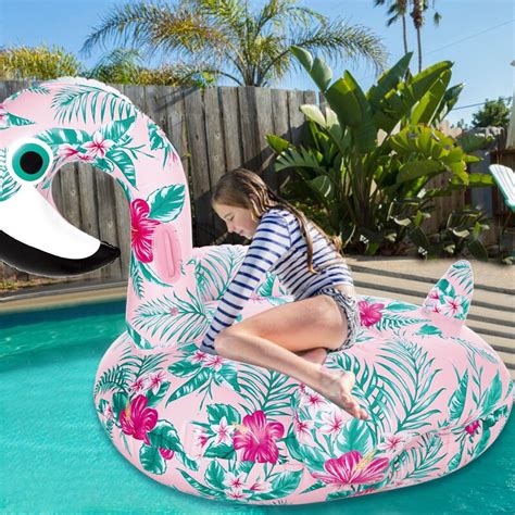 Inflatable Flamingo Giant Pool Float 60 Inch 15m Swan Summer Swimming Ring Floral Print