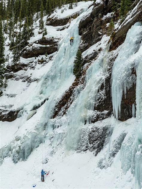 Ice Climbers On A Route Called Twin Falls Wi3 In Hyalite Canyon