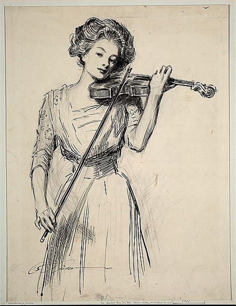 Gibson Girl Plays Violin Charles Dana Gibson Gibson Girl Girl Sketch
