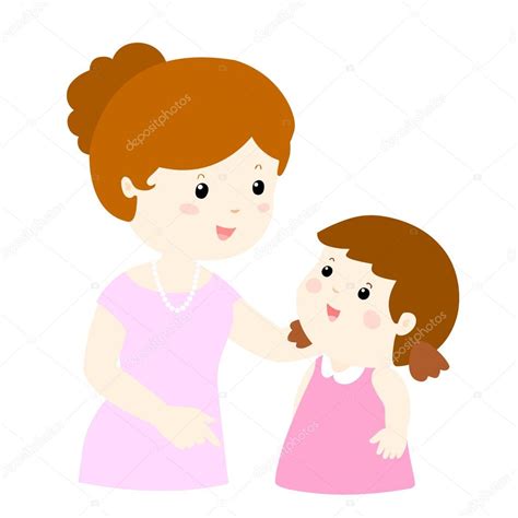 Mamá Hablar Con Su Hija Suavemente Vector De Dibujos Animados Vector De