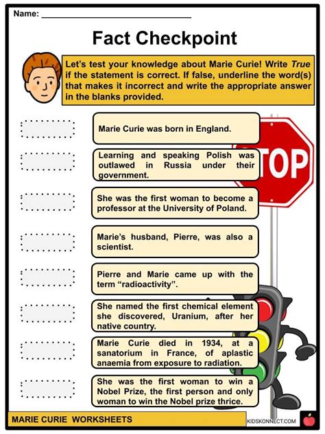 Marie Curie Facts Worksheets Childhood And Life For Kids