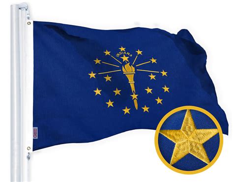 G128 Indiana In State Flag 3x5 Ft Embroidered 220gsm Spun Polyeste