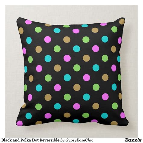 Black And Polka Dot Reversible Wteal Bow Throw Pillow Pillows