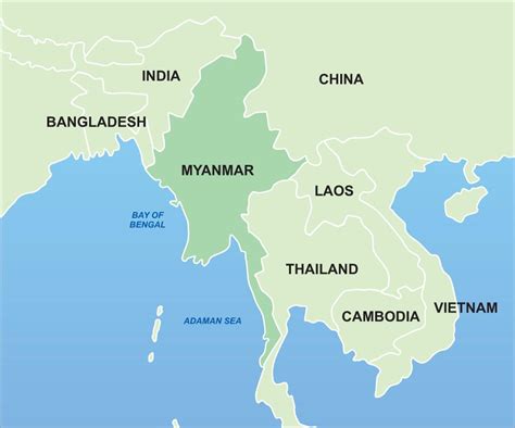 Myanmar Map Asia Myanmar On Map Of Asia South Eastern Asia Asia