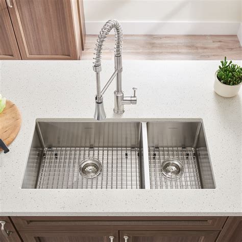 Pekoe 35 X 18 Inch Stainless Steel Undermount Double Bowl Kitchen Sink
