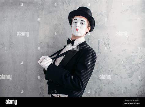 Mime Male Artist White Makeup High Resolution Stock Photography And