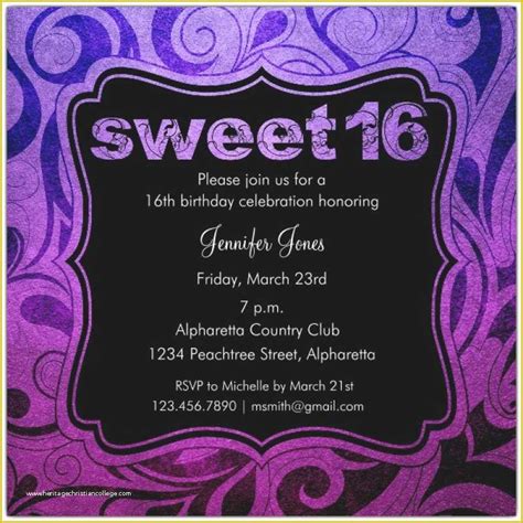 Printable Sweet 16 Invitation Templates
