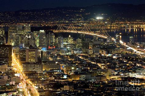 Downtown San Francisco California Skyline Nighshot Photograph By Bill