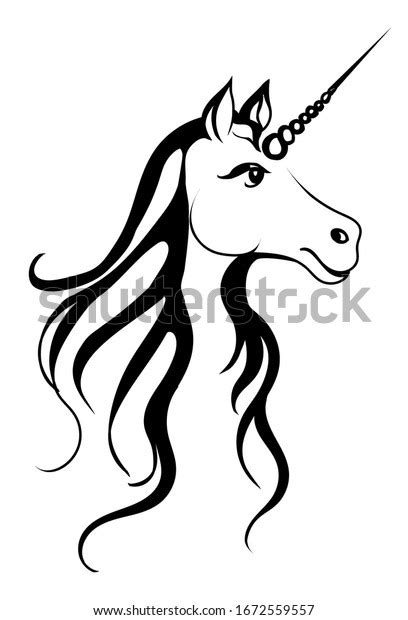 Unicorn Head Silhouette Black Outline On Stock Vector Royalty Free