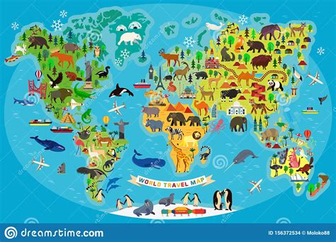 La mappa del mondo è la schermata di base del gioco. Mappa Animale Del Mondo Per Bambini E Bambini Vettore ...