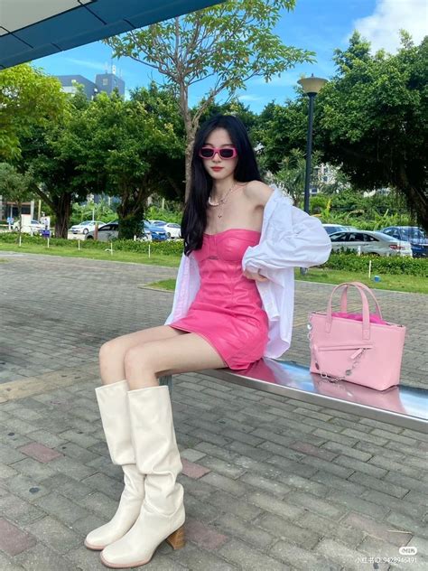 Knee Boots Over Knee Boot Peach Aesthetic Strapless Dress Sex Girly Woman Outfit Inspo
