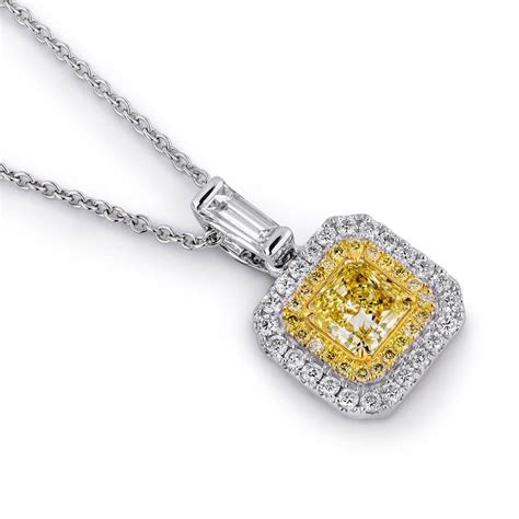 Natural Untreated Fancy Yellow Diamond 111 Carat Radiant Shape Necklace At 1stdibs