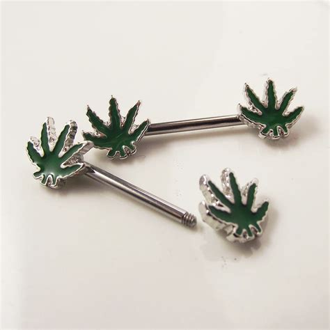 2piece 316l Surgical Steel Sexy Maple Leaf Leaves Mamilo Rings Nipple Ring Barbell Body Piercing