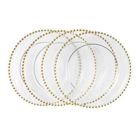 New charge it by jay turkish clear beaded charger plate (one plate). Gold Beaded Clear Glass Charger Plate | Glass charger ...