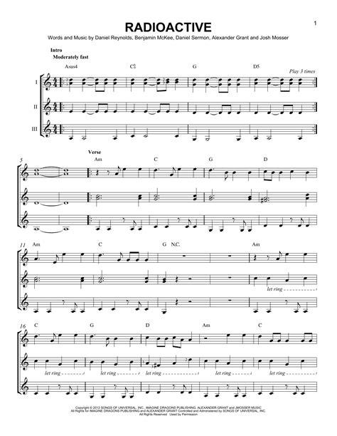 Radioactive Sheet Music By Imagine Dragons Gtrens 165678