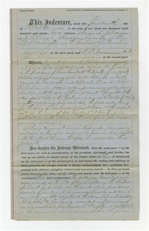 Lot Frederick Douglass Signed Washington Dc Deed Of Trust