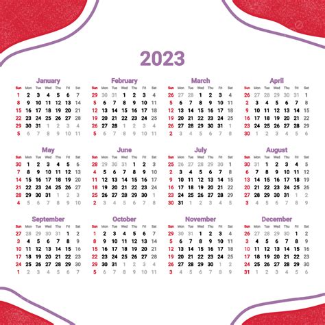 붉은 우아한 2023년 달력 새해 달력 2023 Png 일러스트 및 Psd 이미지 무료 다운로드 Pngtree