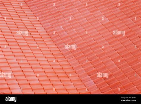 Traditional Red Roof Tiling Abstract Background Photo Texture Stock