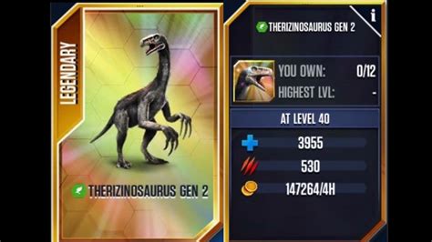 Jurassic World The Game Ep 852 Therizinosaurus Gen 2 Youtube