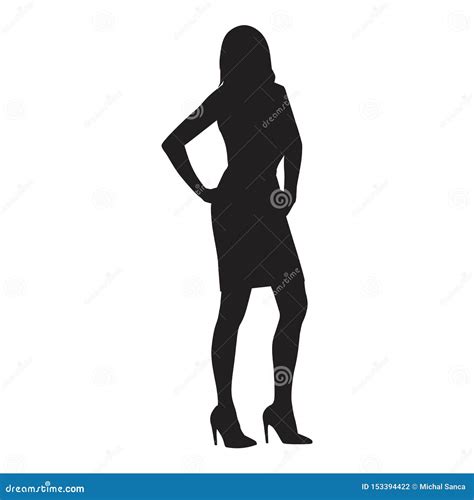 Business Woman Standing With Hands On Her Hips Isolated Vector Silhouette People At Work