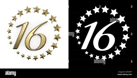 Number 16 Number Sixteen Anniversary Celebration Design With A Circle