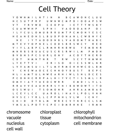 Cell Theory Word Search Wordmint