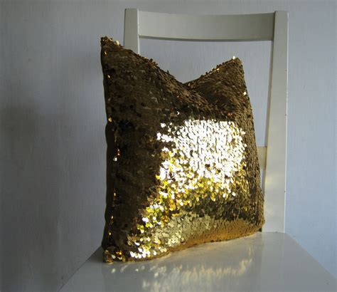 Gold Sequins 16x16 Pillow Cover Glitter Sparkly Etsy