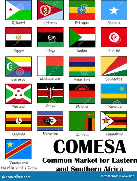 Comesa Common Market For Eastern And Southern Africa Vector Flags
