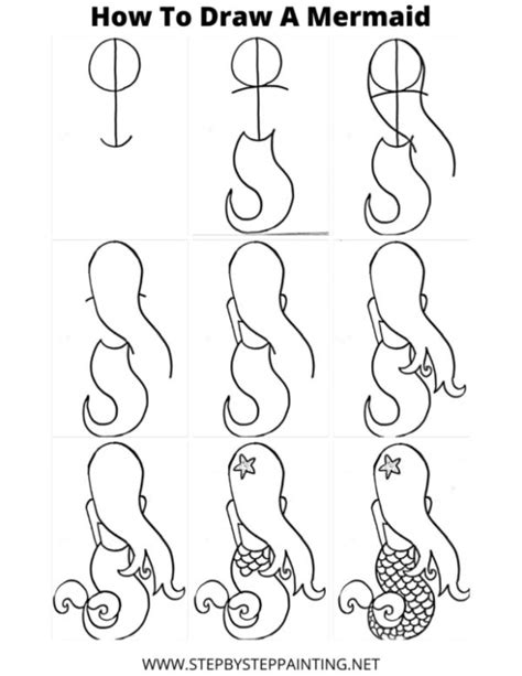 How To Draw A Mermaid Step By Step Drawing Guide Mermaid Drawing