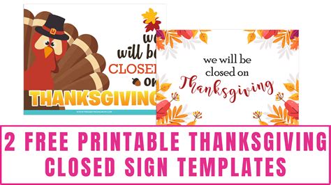 2 Free Printable Thanksgiving Closed Sign Templates Freebie Finding Mom