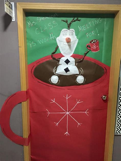 Christmas Door Decoration For A Classroom Olaf In A Mug Of Hot