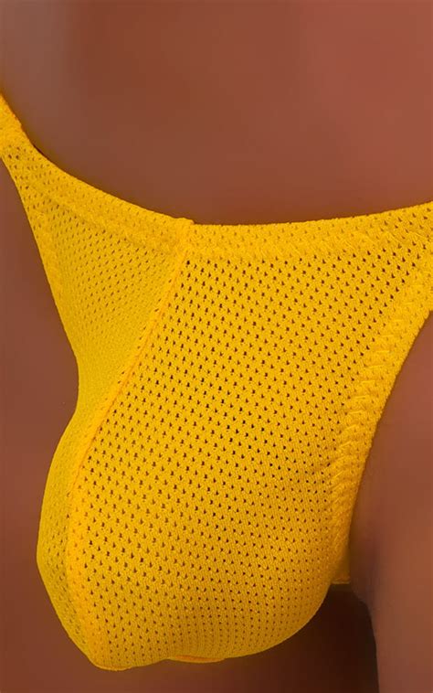 Stuffit Pouch G String Swimsuit In Goldenrod Powernet