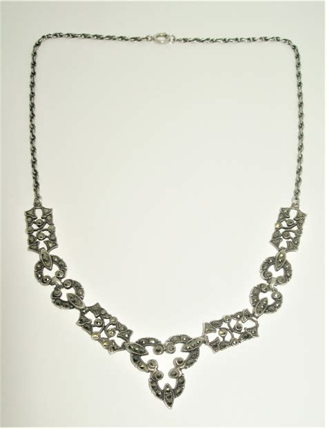 Marcasite Sterling Silver Bib Necklace Vintage Etsy
