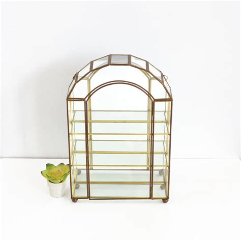Sold Vintage Glass And Brass Mirrored Curio Display Box Wise Apple Vintage